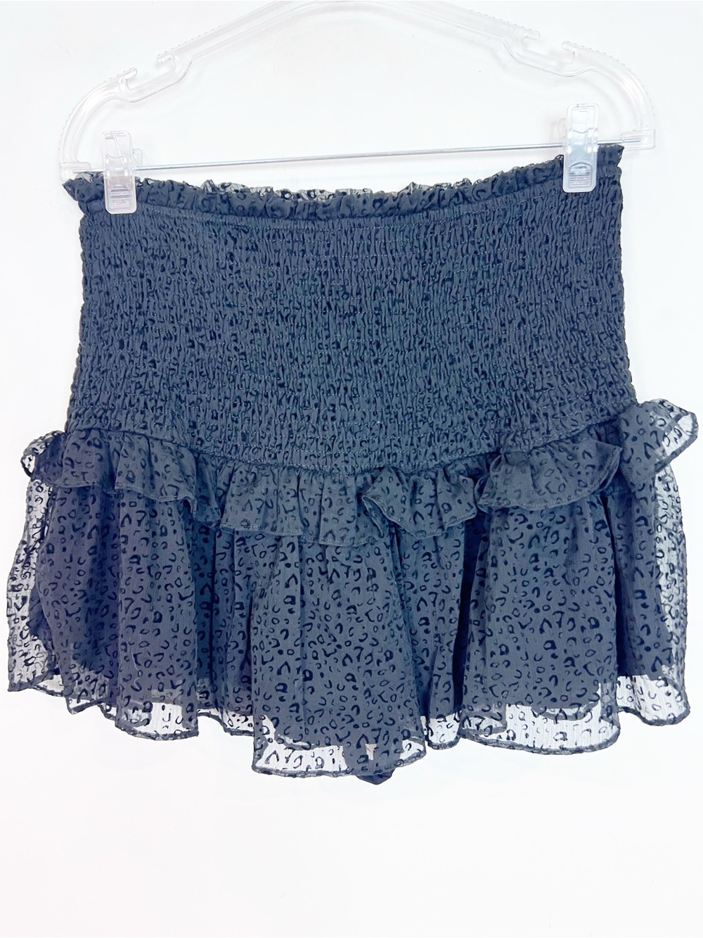 MUSTARD SEED BLACK SMOCKED TOP RUFFLE TIERED MINI SKIRT NWT SZ MEDIUM
